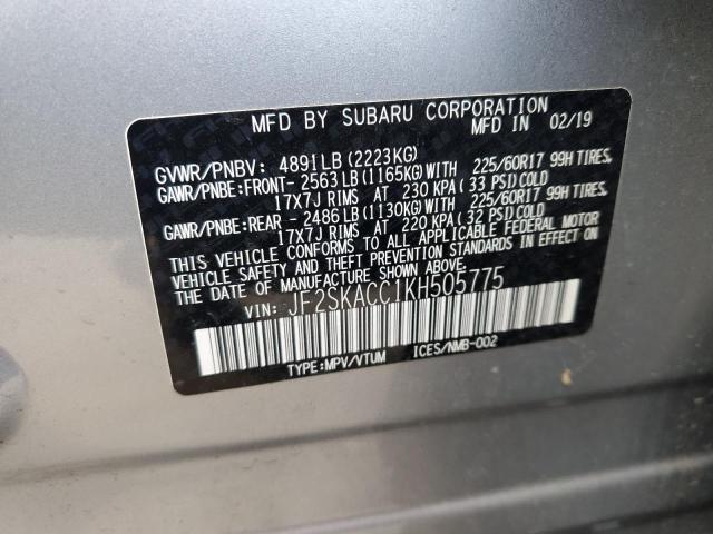 Photo 12 VIN: JF2SKACC1KH505775 - SUBARU FORESTER 