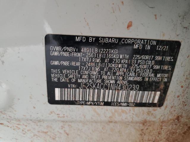 Photo 11 VIN: JF2SKACC1NH430239 - SUBARU FORESTER 