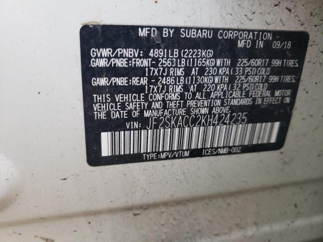 Photo 11 VIN: JF2SKACC2KH424235 - SUBARU FORESTER 