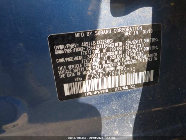 Photo 8 VIN: JF2SKACC2KH492079 - SUBARU FORESTER 