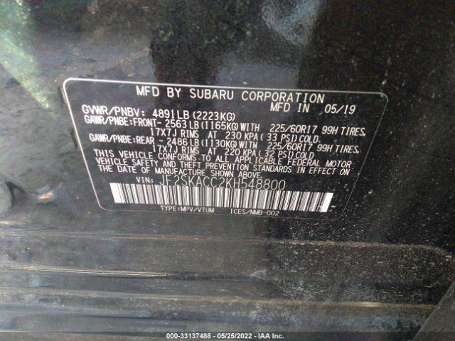 Photo 8 VIN: JF2SKACC2KH548800 - SUBARU FORESTER 