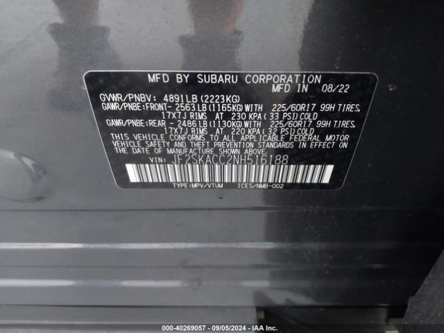 Photo 8 VIN: JF2SKACC2NH516188 - SUBARU FORESTER 