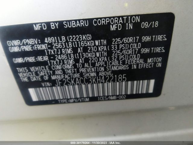 Photo 8 VIN: JF2SKACC3KH422185 - SUBARU FORESTER 