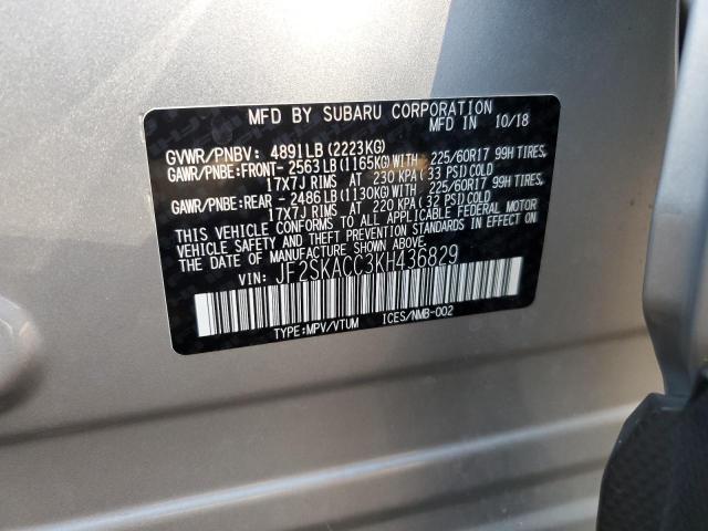 Photo 9 VIN: JF2SKACC3KH436829 - SUBARU FORESTER 