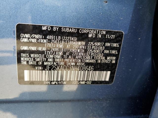 Photo 12 VIN: JF2SKACC3NH408646 - SUBARU FORESTER 