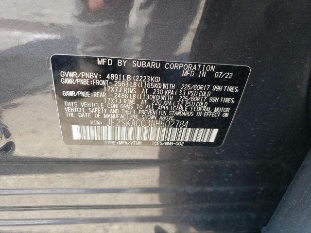 Photo 12 VIN: JF2SKACC3NH502784 - SUBARU FORESTER 