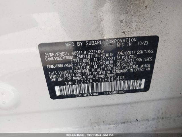 Photo 8 VIN: JF2SKACC3RH440485 - SUBARU FORESTER 