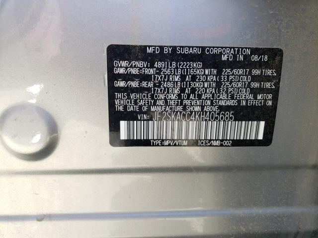 Photo 9 VIN: JF2SKACC4KH405685 - SUBARU FORESTER 