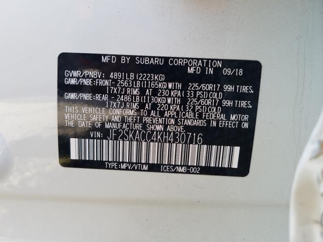 Photo 9 VIN: JF2SKACC4KH430716 - SUBARU FORESTER 