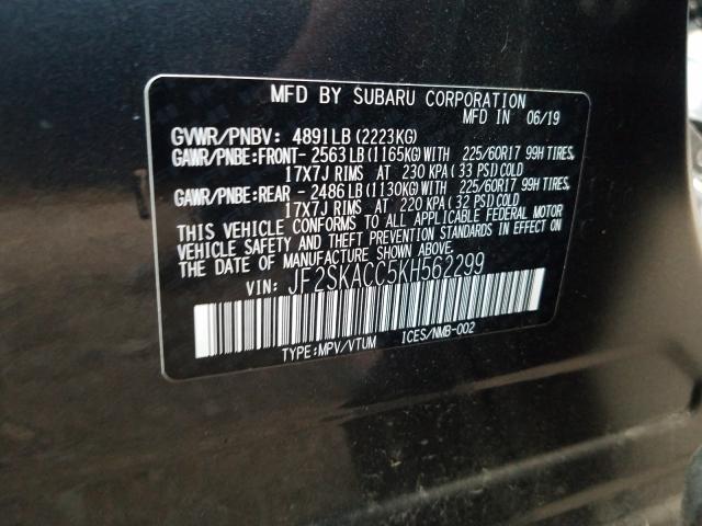 Photo 9 VIN: JF2SKACC5KH562299 - SUBARU FORESTER 