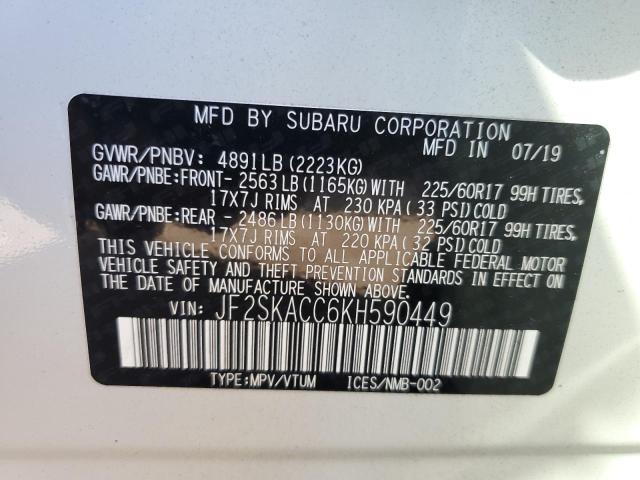 Photo 12 VIN: JF2SKACC6KH590449 - SUBARU FORESTER 