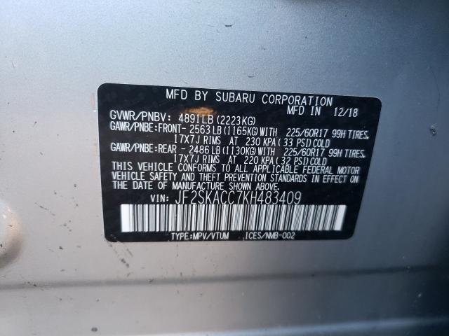 Photo 9 VIN: JF2SKACC7KH483409 - SUBARU FORESTER 