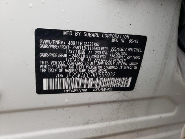 Photo 12 VIN: JF2SKACC7KH555922 - SUBARU FORESTER 