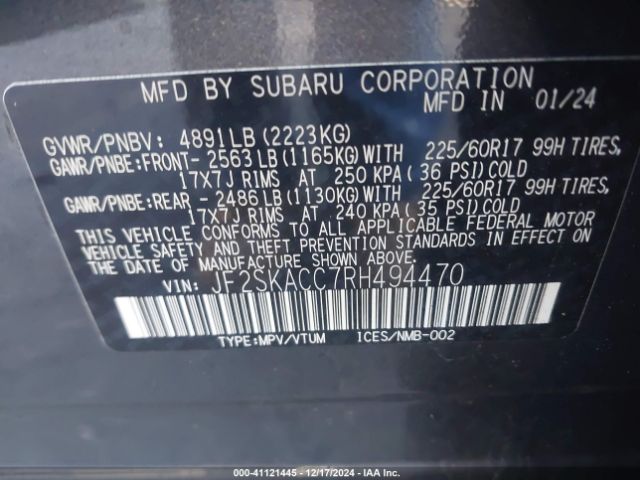 Photo 8 VIN: JF2SKACC7RH494470 - SUBARU FORESTER 