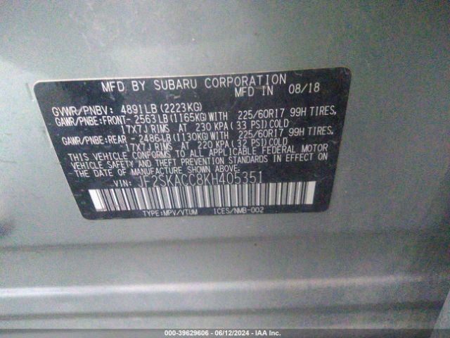 Photo 8 VIN: JF2SKACC8KH405351 - SUBARU FORESTER 