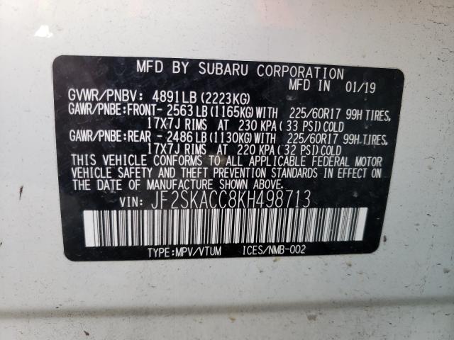 Photo 9 VIN: JF2SKACC8KH498713 - SUBARU FORESTER 