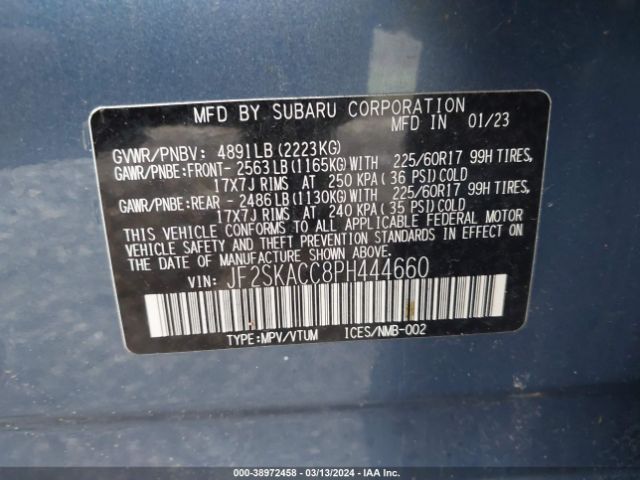 Photo 8 VIN: JF2SKACC8PH444660 - SUBARU FORESTER 