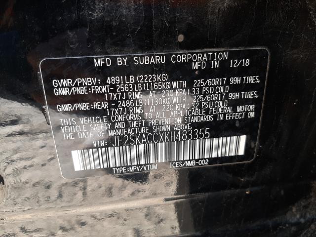 Photo 9 VIN: JF2SKACCXKH483355 - SUBARU FORESTER 