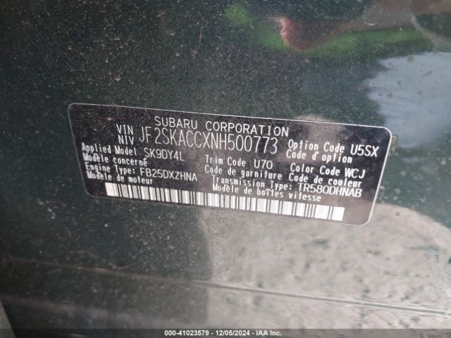 Photo 8 VIN: JF2SKACCXNH500773 - SUBARU FORESTER 