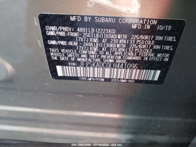 Photo 8 VIN: JF2SKADC0LH441096 - SUBARU FORESTER 