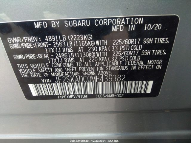 Photo 8 VIN: JF2SKADC0MH439382 - SUBARU FORESTER 