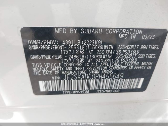 Photo 8 VIN: JF2SKADC0PH455649 - SUBARU FORESTER 