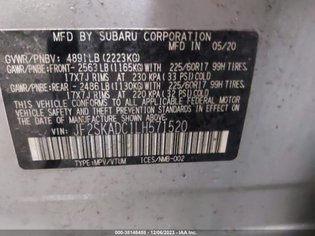 Photo 8 VIN: JF2SKADC1LH571520 - SUBARU FORESTER 