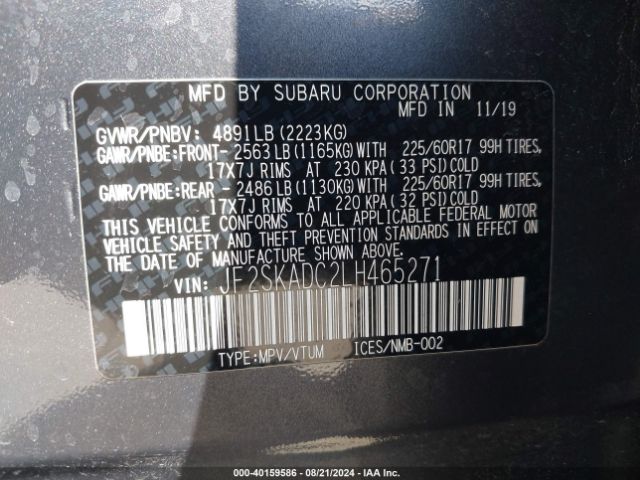 Photo 8 VIN: JF2SKADC2LH465271 - SUBARU FORESTER 