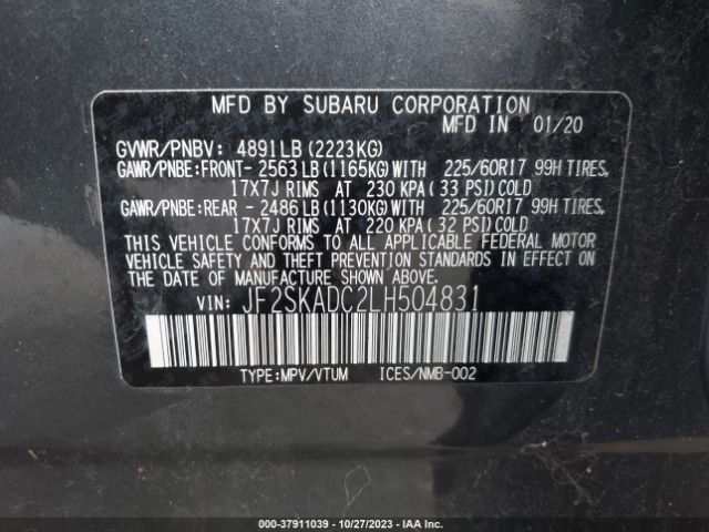 Photo 8 VIN: JF2SKADC2LH504831 - SUBARU FORESTER 