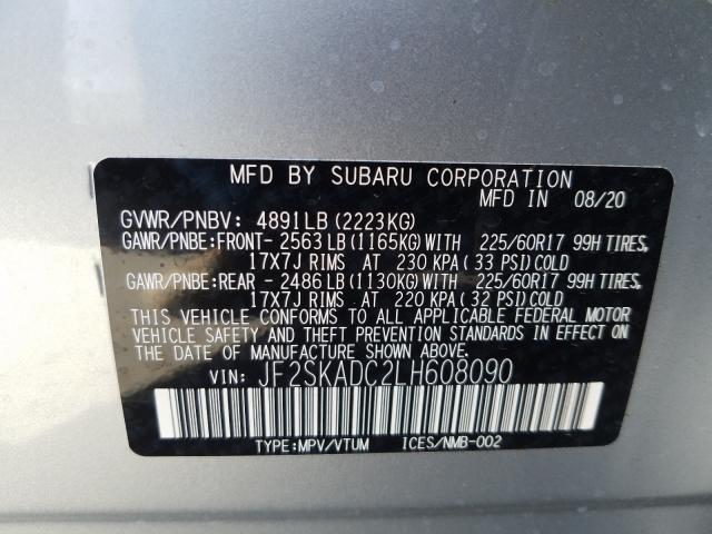 Photo 9 VIN: JF2SKADC2LH608090 - SUBARU FORESTER 