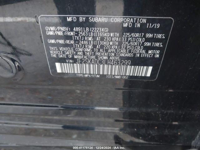 Photo 8 VIN: JF2SKADC3LH463299 - SUBARU FORESTER 