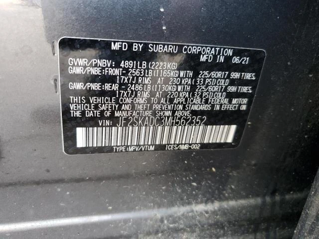 Photo 12 VIN: JF2SKADC3MH562352 - SUBARU FORESTER 