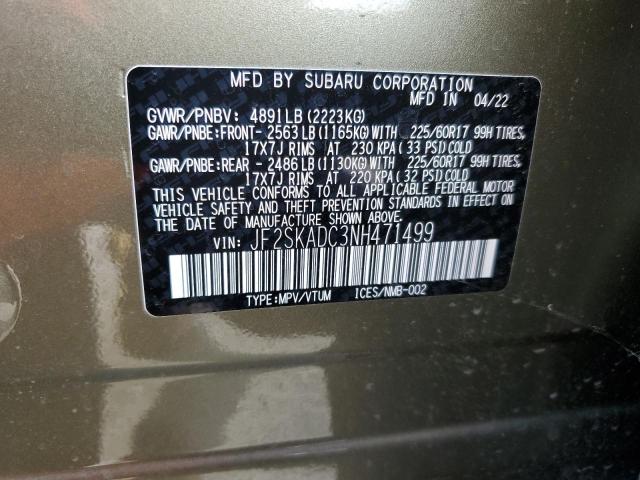 Photo 12 VIN: JF2SKADC3NH471499 - SUBARU FORESTER P 