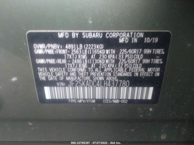 Photo 8 VIN: JF2SKADC4LH437780 - SUBARU FORESTER 