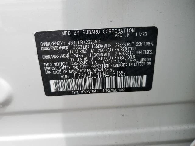 Photo 11 VIN: JF2SKADC4RH456189 - SUBARU FORESTER P 