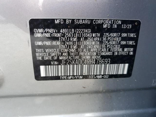 Photo 12 VIN: JF2SKADC4RH478693 - SUBARU FORESTER P 