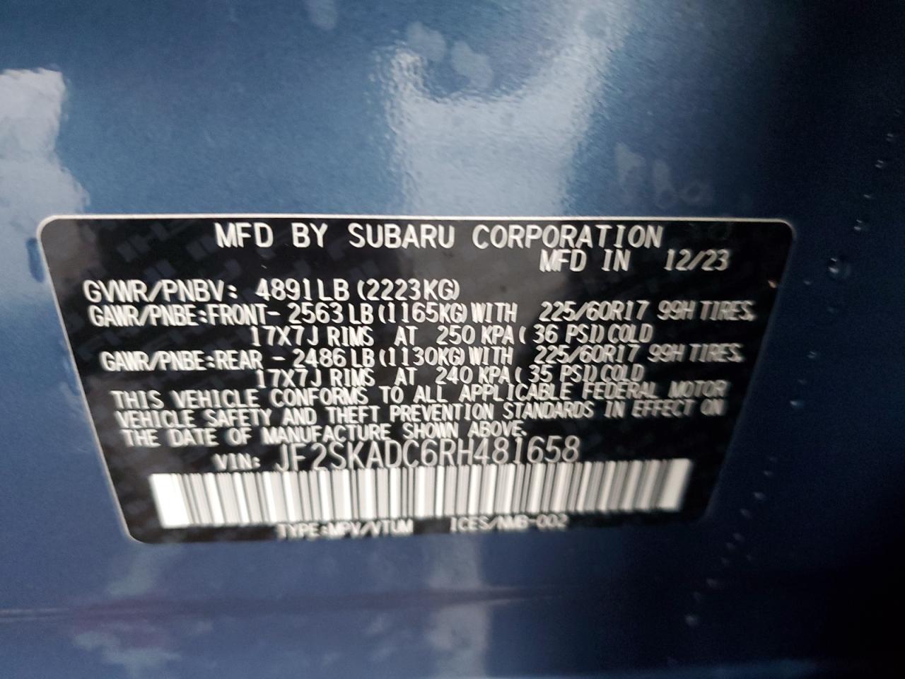 Photo 12 VIN: JF2SKADC6RH481658 - SUBARU FORESTER 