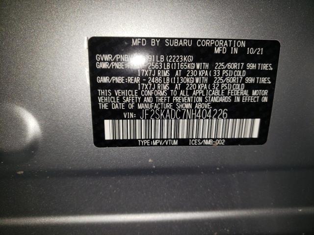 Photo 9 VIN: JF2SKADC7NH404226 - SUBARU FORESTER P 