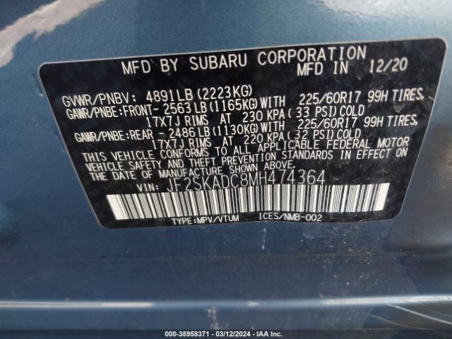 Photo 8 VIN: JF2SKADC8MH474364 - SUBARU FORESTER 