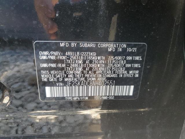 Photo 11 VIN: JF2SKADC8NH402551 - SUBARU FORESTER P 