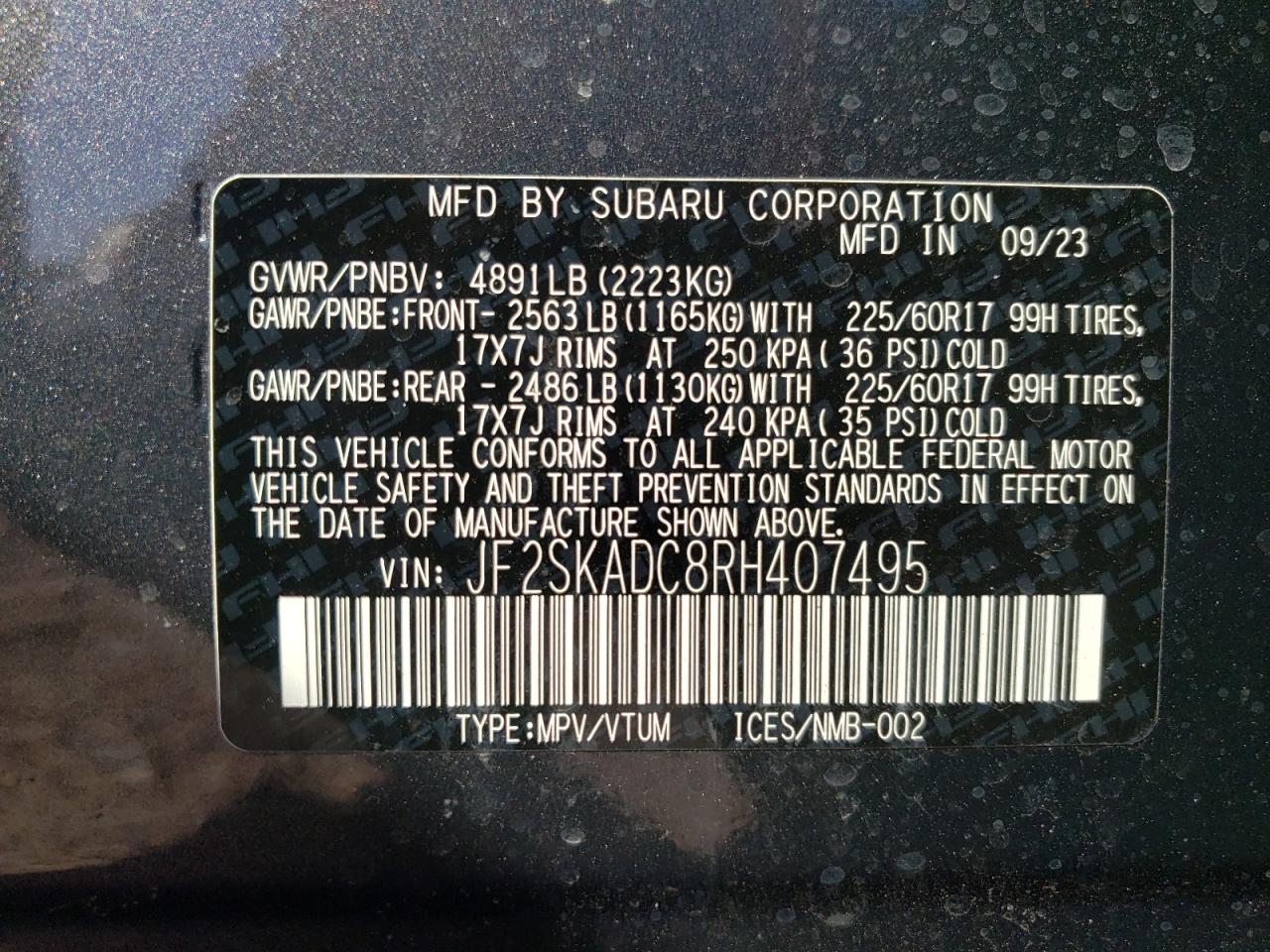 Photo 12 VIN: JF2SKADC8RH407495 - SUBARU FORESTER 