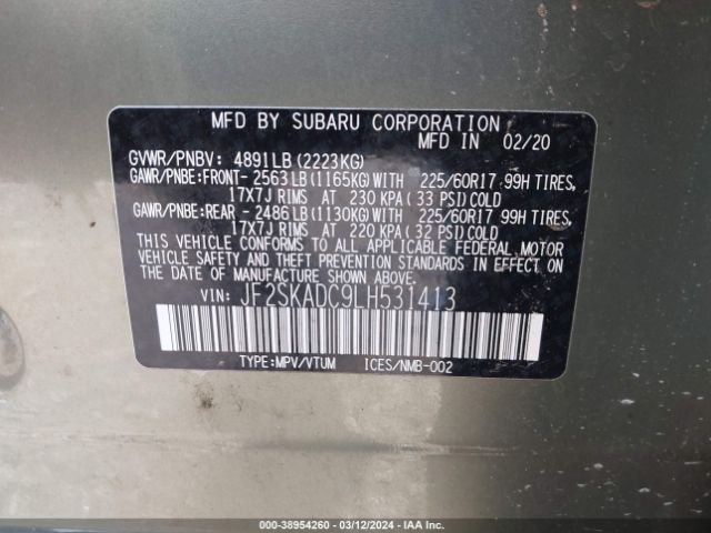 Photo 8 VIN: JF2SKADC9LH531413 - SUBARU FORESTER 