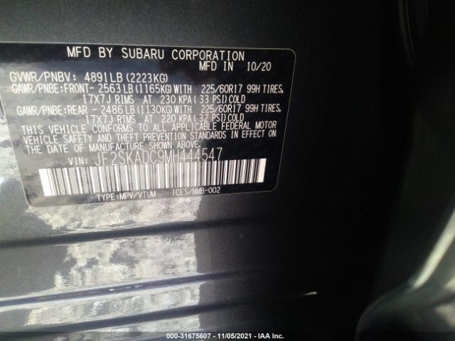 Photo 8 VIN: JF2SKADC9MH444547 - SUBARU FORESTER 