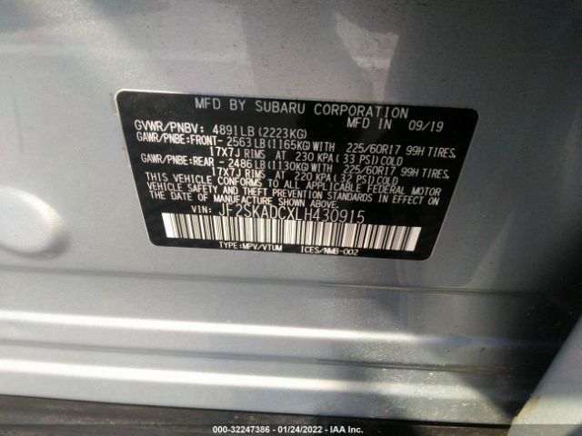 Photo 8 VIN: JF2SKADCXLH430915 - SUBARU FORESTER 