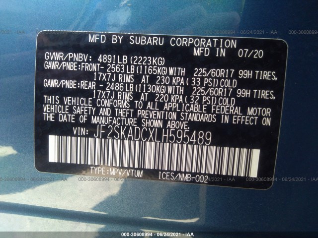 Photo 8 VIN: JF2SKADCXLH595489 - SUBARU FORESTER 