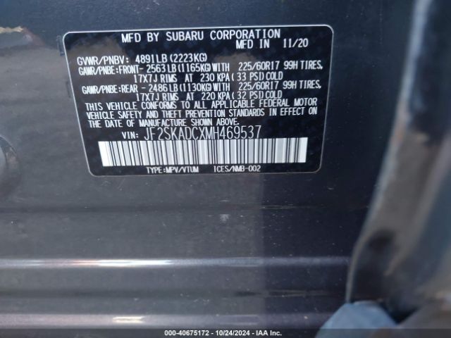 Photo 8 VIN: JF2SKADCXMH469537 - SUBARU FORESTER 