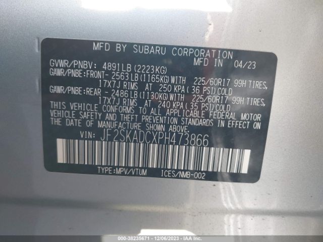 Photo 8 VIN: JF2SKADCXPH473866 - SUBARU FORESTER 