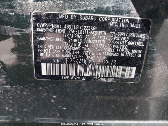 Photo 8 VIN: JF2SKADCXPH476573 - SUBARU FORESTER 