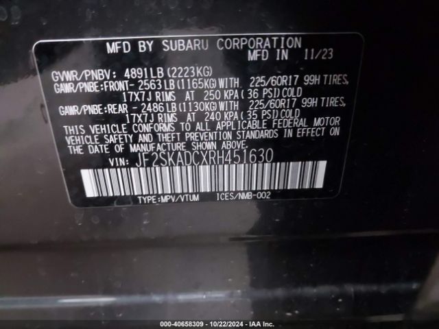 Photo 8 VIN: JF2SKADCXRH451630 - SUBARU FORESTER 