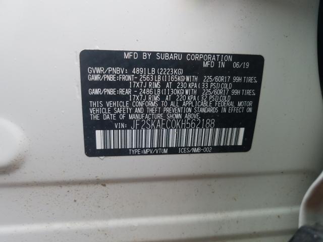 Photo 9 VIN: JF2SKAEC0KH562188 - SUBARU FORESTER 